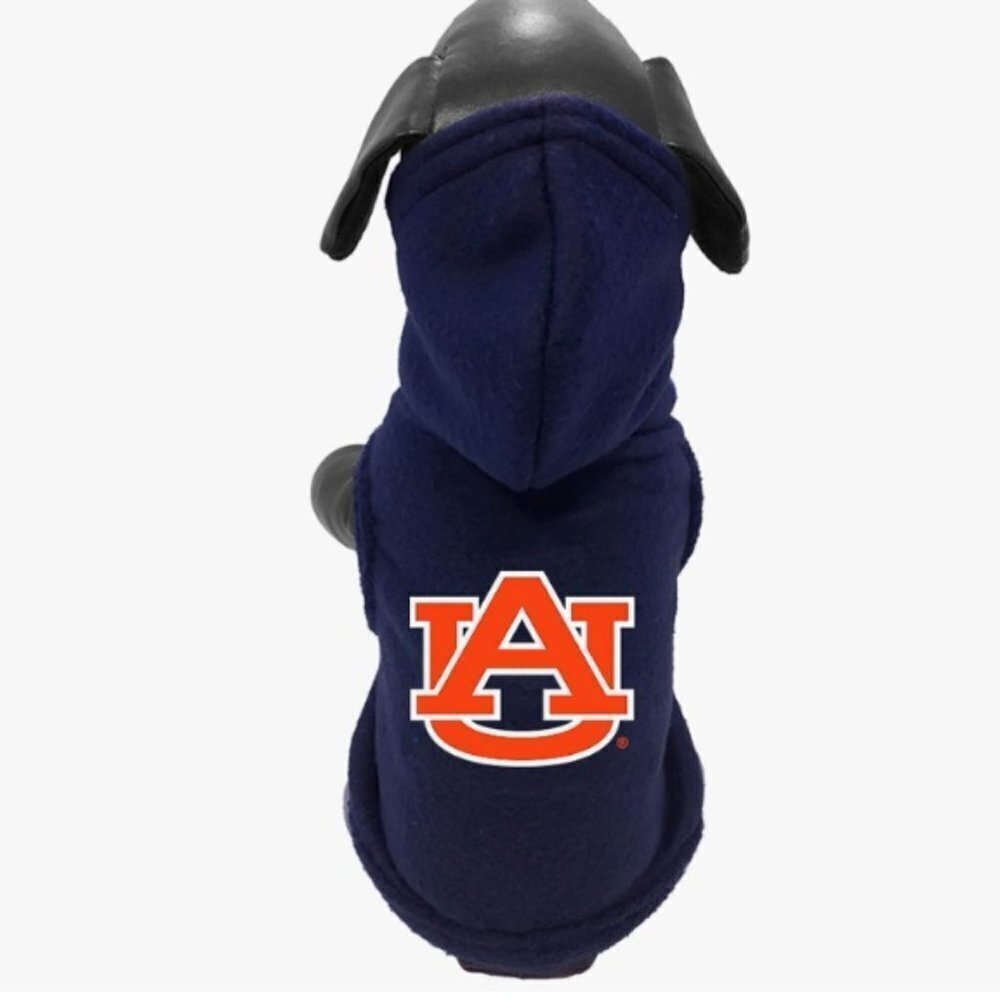 NCAA Auburn Tigers Polar Fleece Hooded Dog Jacket, Small